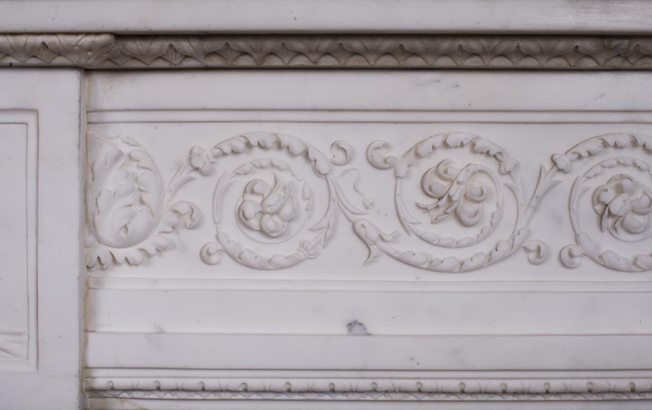 Carrara marble mantel with Vulcan's forge cartouche-4