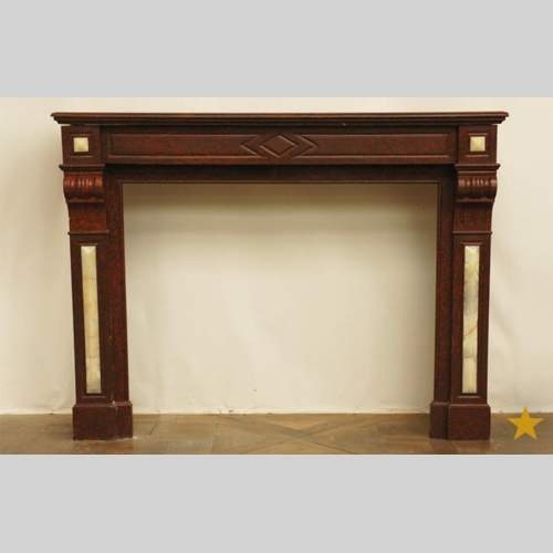 Fireplace in Griotte Red marble and Onyx marble. 