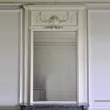 Large antique Louis XVI style overmantel mirror with mercury glass