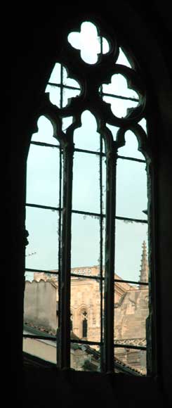 Stained glass window from a chapel with Saint Anne as central figure -3