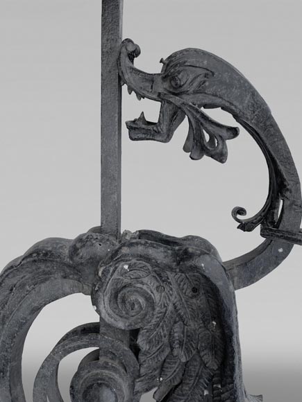 Wrought iron bracket with winged chimera decoration-1