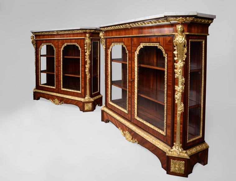 Georges Alphonse MONBRO (attributed to), Pair of low bookcases with bronze espagnolettes -10