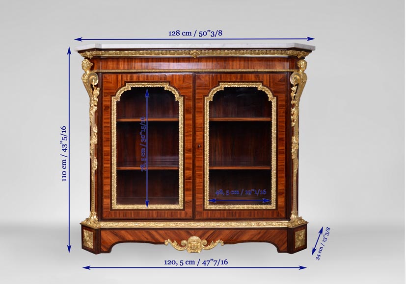 Georges Alphonse MONBRO (attributed to), Pair of low bookcases with bronze espagnolettes -14