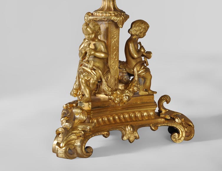 Gilt bronze 19th-century Romantic clock set with the Four Seasons-7