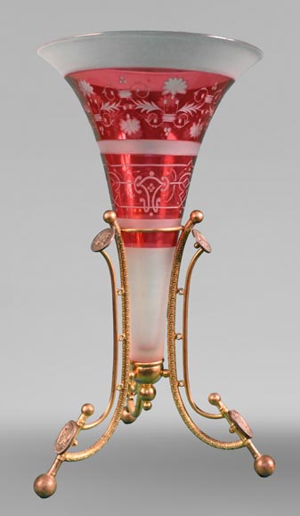 BACCARAT, Pair of Mounted Vases, circa 1878-1