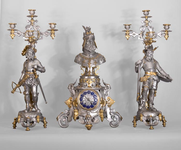 Carlo MAROCHETTI et Louis-Marie MORIS (attributed to), Troubadour-style Clock Set Carlo MAROCHETTI et Louis-Marie MORIS (attributed to), Troubadour-style Clock Set-0