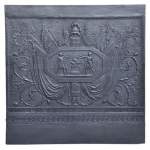 Antique large cast iron fireback inspired by 