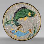 Manufacture J. VIEILLARD & CIE, A rare dish decorated with Koi carp in Japanese style