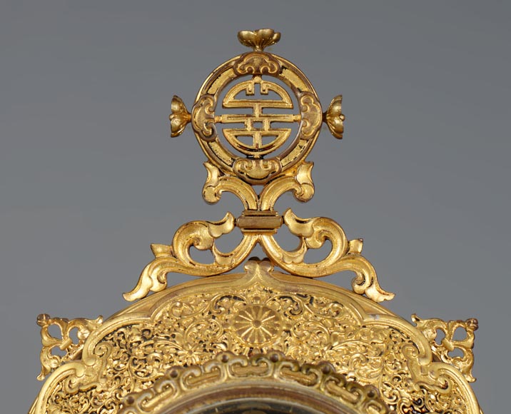 Ferdinand BARBEDIENNE (attributed to) - Gilded bronze set clock in the taste of Japan-6