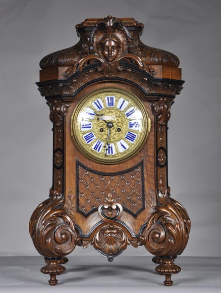 Mazarov (attributed to), Neo-Renaissance carved walnut cartel clock-0