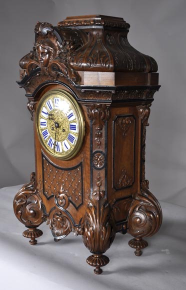 Mazarov (attributed to), Neo-Renaissance carved walnut cartel clock-1