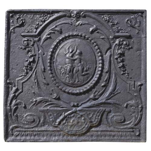 Daphne and Apollo, antique Louis XVI style fireback with a mythological decor