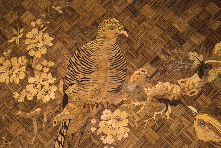 E.Martin (old Maison Rivart), Marquetry desk with lake landscape decoration, International Exhibition of 1889-4