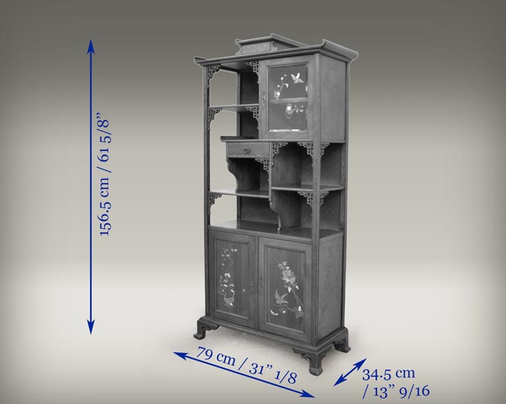 Japanese style display cabinet with birds-12