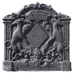 Antique cast iron fireback with coat of arms of Pénancoët de Kéroualle