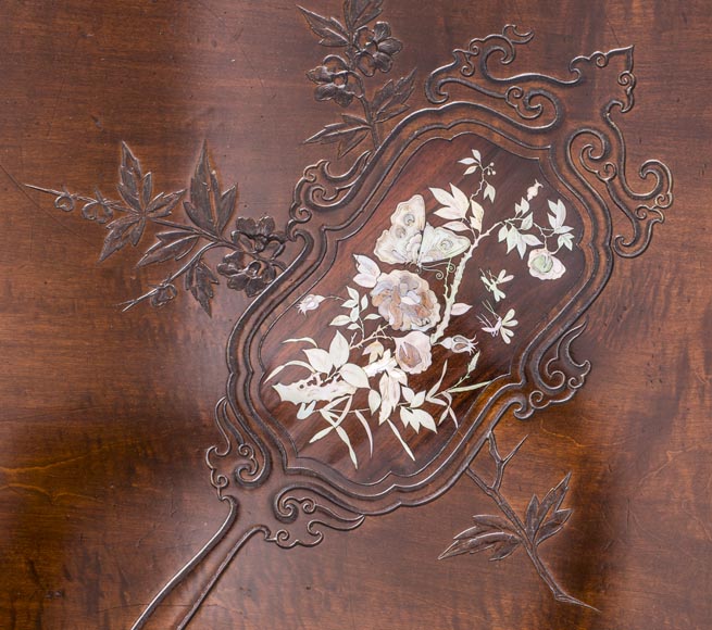 Maison des Bmbous Alfred PERRET and Ernest VIBERT (attributed to) - Japanese flat desk with mother-of-pearl and ivory decoration-2