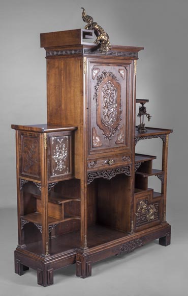 Gabriel VIARDOT (1830-1906) - Japanese style shelf cabinet with mother of pearl decoration-9