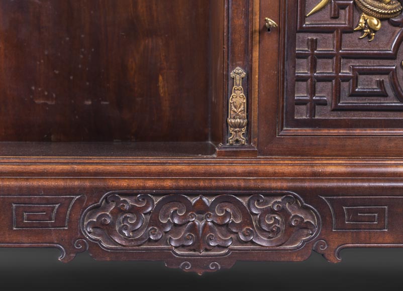 Gabriel VIARDOT (1830-1906) - Japanese style shelf cabinet with mother of pearl decoration-11