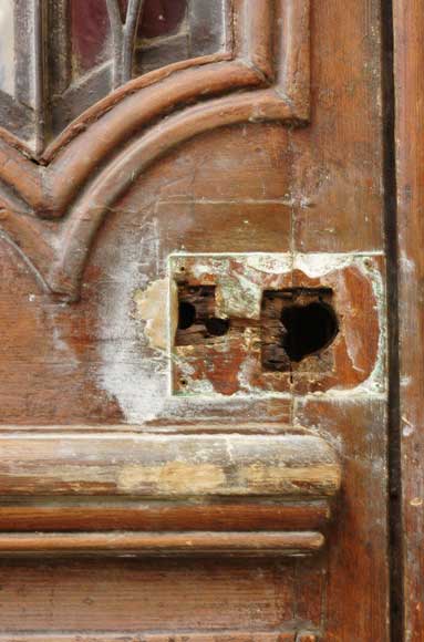 Wood door from the 18th century with 19th century iron openings-6