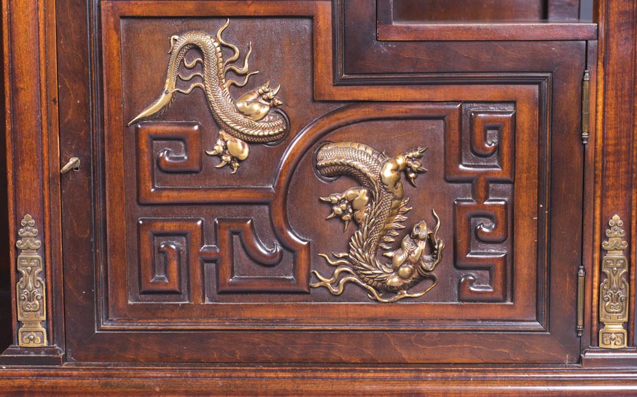 Gabriel VIARDOT (1830-1906) - Large Japanese cabinet with Foo dog-9