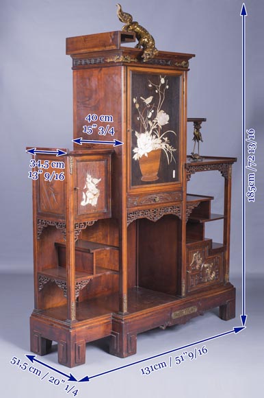 Gabriel VIARDOT (1830-1906) - Large Japanese cabinet with Foo dog-14