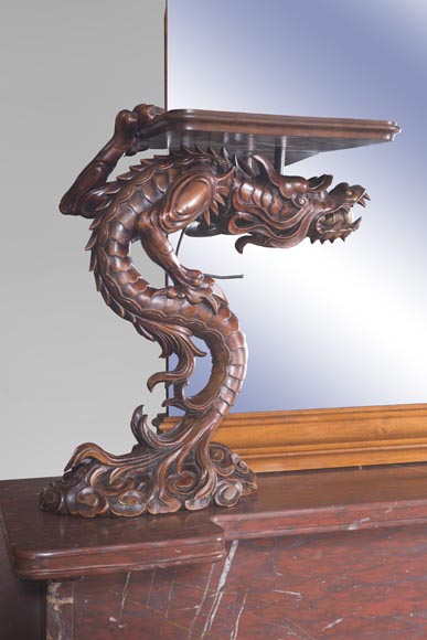 Maison des Bambous Alfred PERRET and Ernest VIBERT - Large Japanese-style cupboard and its mirror with dragons Maison des Bambous Alfred PERRET and Ernest VIBERT - Large Japanese-style cupboard and its mirror with dragons-6