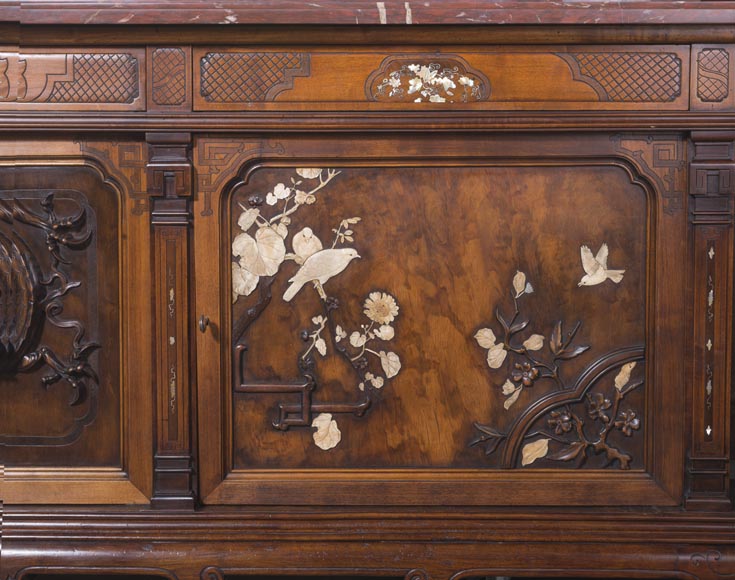 Maison des Bambous Alfred PERRET and Ernest VIBERT - Large Japanese-style cupboard and its mirror with dragons Maison des Bambous Alfred PERRET and Ernest VIBERT - Large Japanese-style cupboard and its mirror with dragons-12