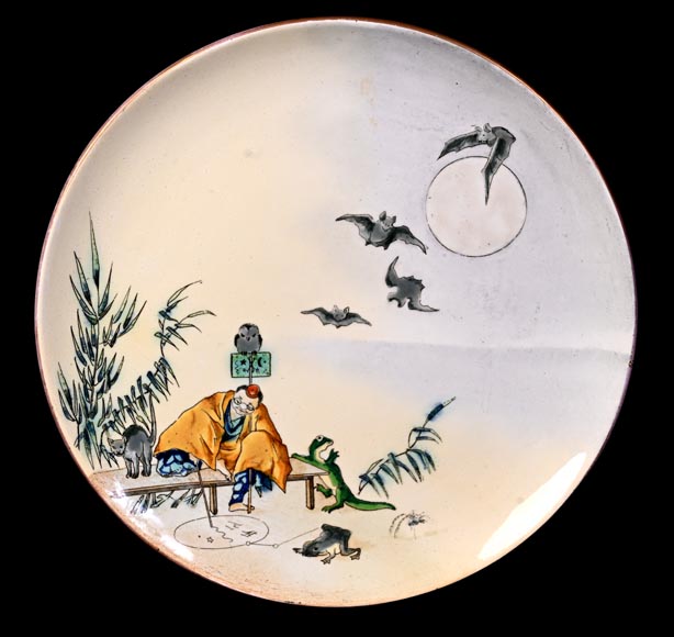 Manufacture Jules Vieillard & Cie, set of nine Japonist plates-1
