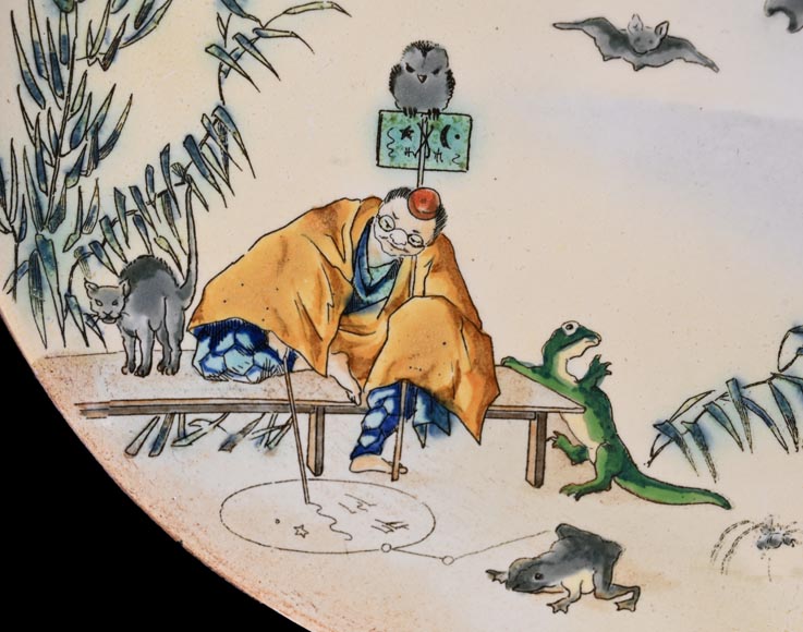 Manufacture Jules Vieillard & Cie, set of nine Japonist plates-2