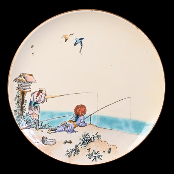 Manufacture Jules Vieillard & Cie, set of nine Japonist plates-5
