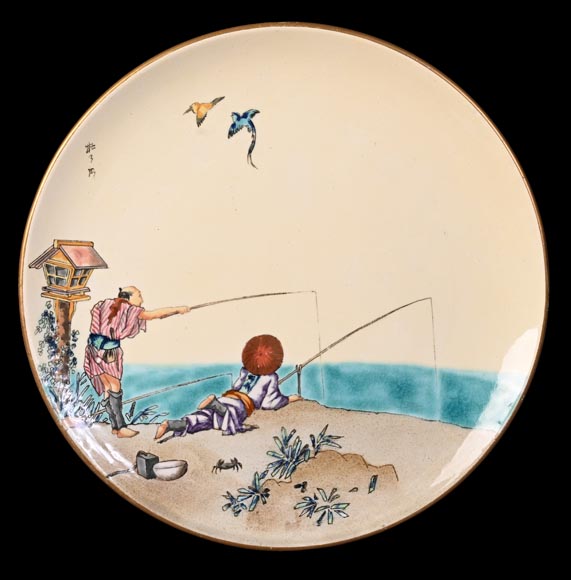 Manufacture Jules Vieillard & Cie, set of nine Japonist plates-7