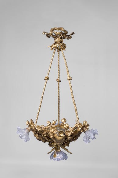 Eugène SOLEAU - Chandelier with Beshimi masks-0