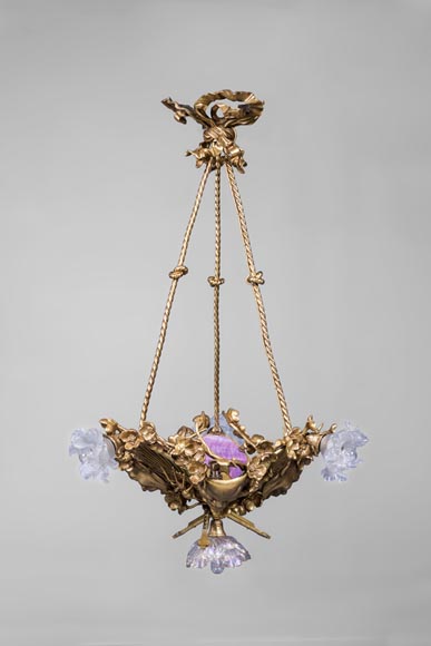 Eugène SOLEAU - Chandelier with Beshimi masks-0