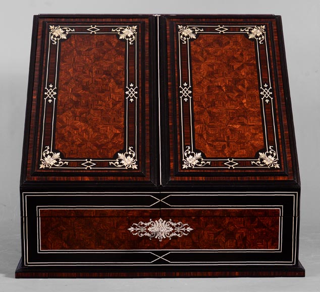 Maison SORMANI, Luxurious writing set in mahogany, ebony and ivory marquetry-0