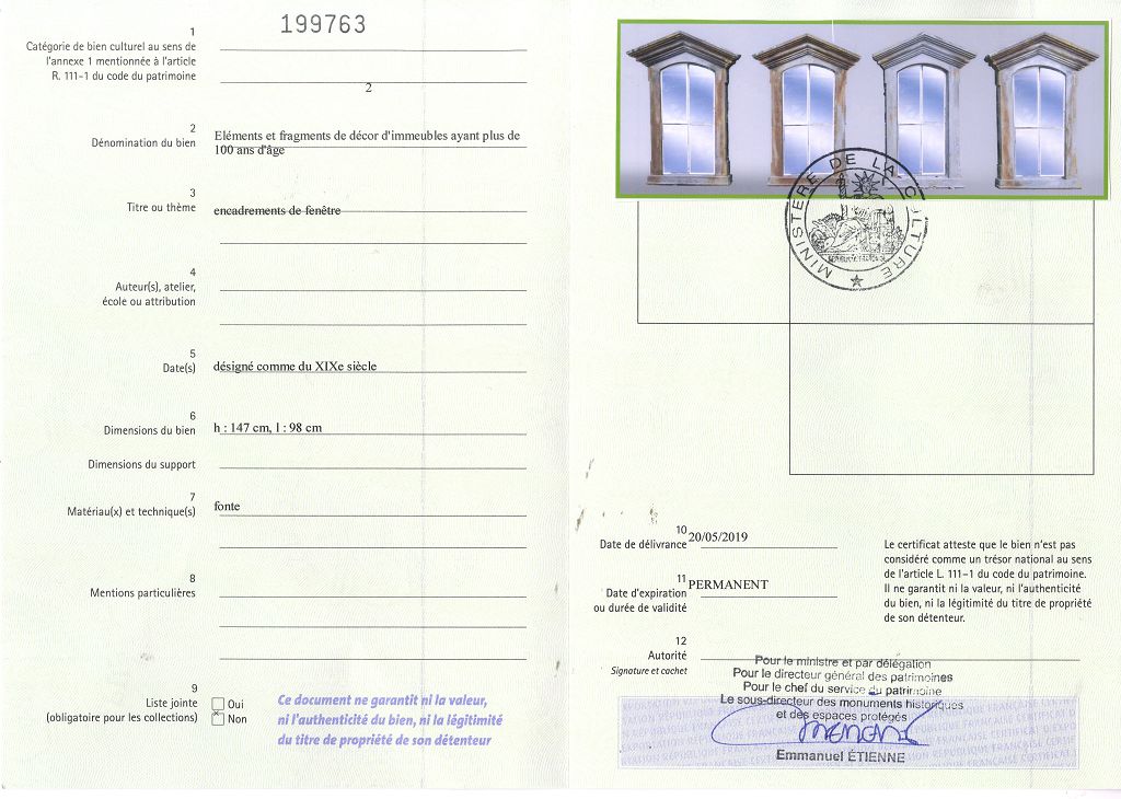 Export certificate