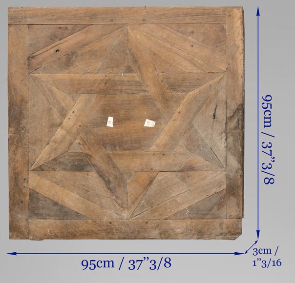 Lot of antique walnut parquet flooring, Star of David decor, 18th century-8