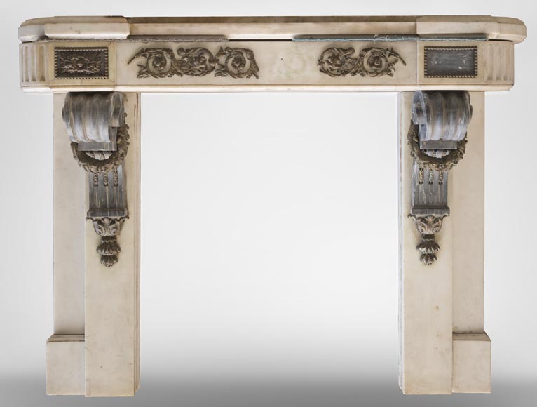 Napoleon III console in statuary and Turquin Blue marbles with bronze decorations-0