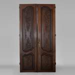 Double door in carved oak in Napoleon III style