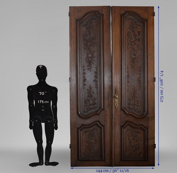 Double door in carved oak in Napoleon III style-10