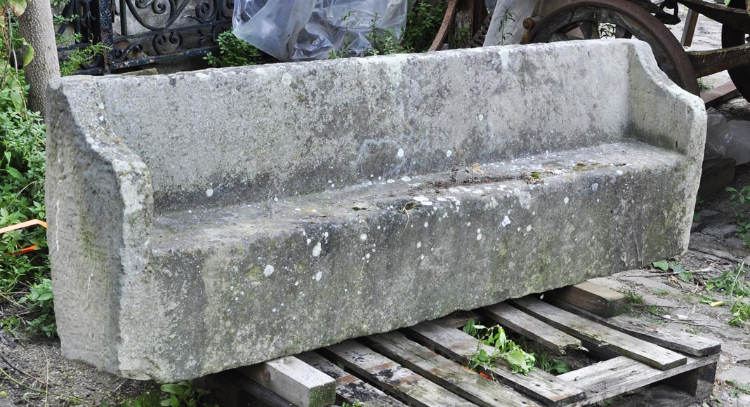 Antique stone garden bench-1