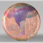 Clément MASSIER, Allegory of Dante, glazed ceramic dish with iridescent glaze