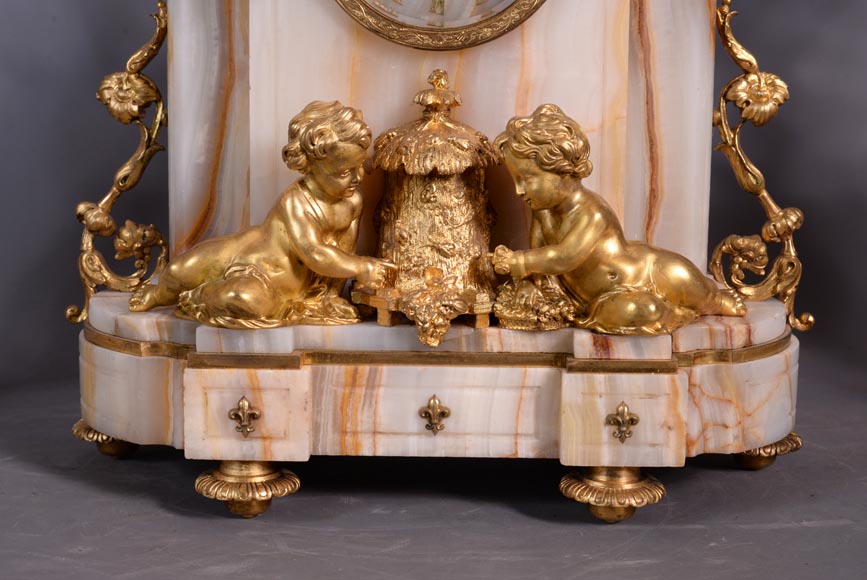 Napoleon III set clock in gilt bronze and onyx, circa 1860-5