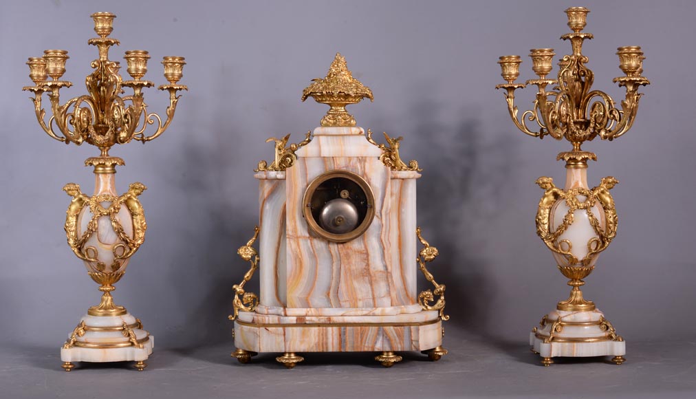 Napoleon III set clock in gilt bronze and onyx, circa 1860-12