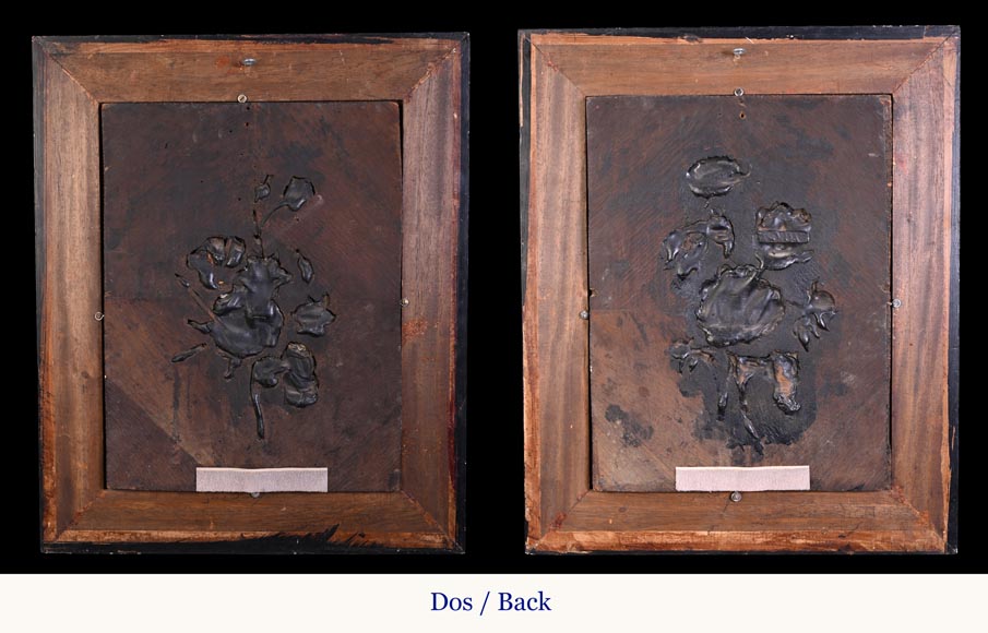 Julien-Nicolas RIVART, two porcelain marquetry panels on wood-11