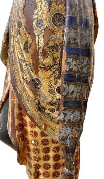 Polychrome carved and gilded wood Nubian torch-holder-3