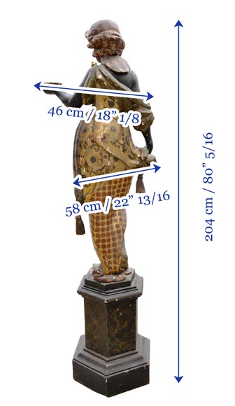 Polychrome carved and gilded wood Nubian torch-holder-6