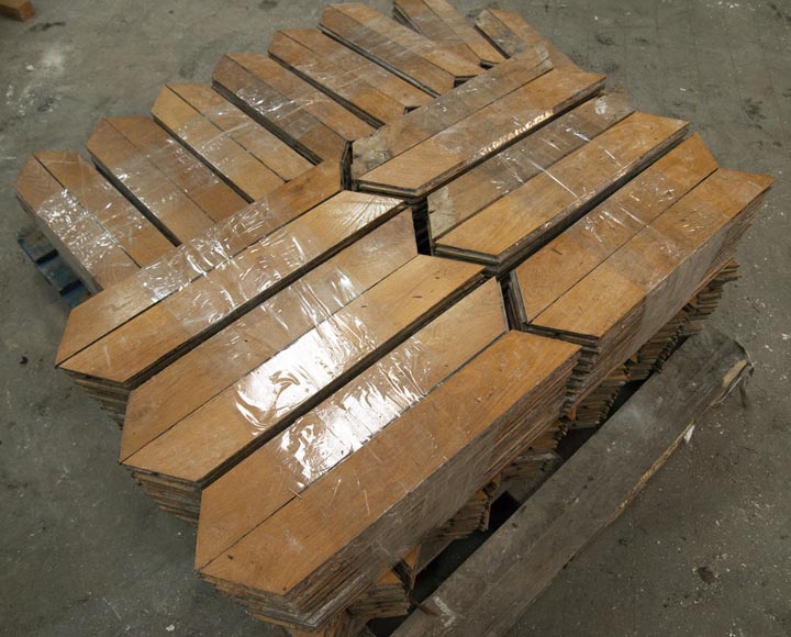 Lot of about 19 m2 of antique Point de Hongrie oak parquet flooring-2