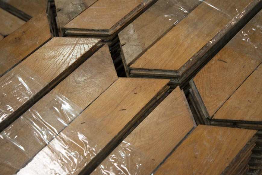 Lot of about 19 m2 of antique Point de Hongrie oak parquet flooring-3