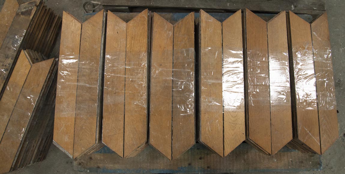 Lot of about 19 m2 of antique Point de Hongrie oak parquet flooring-6