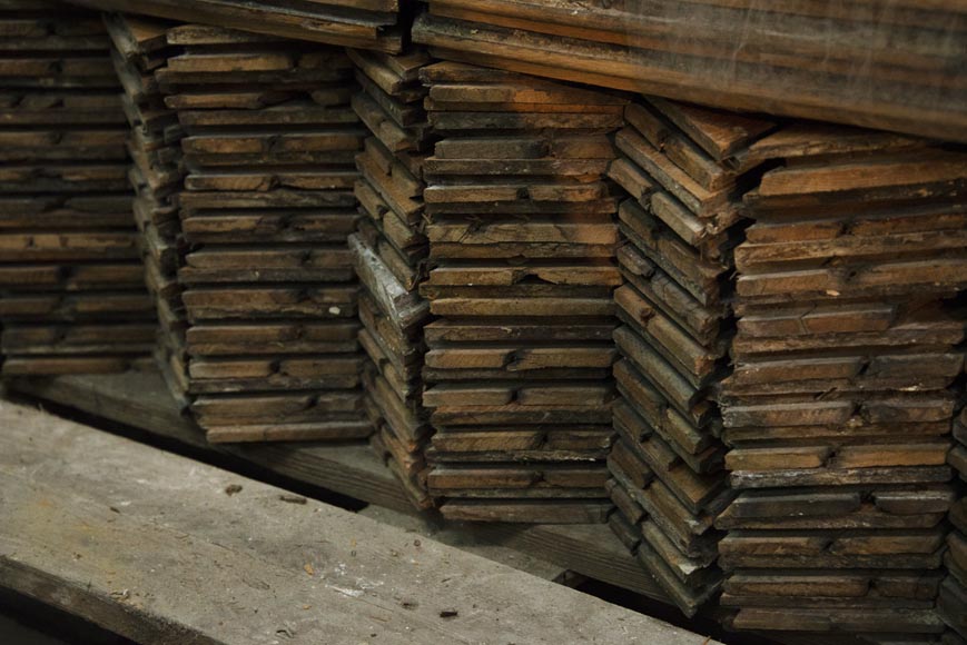 Lot of about 19 m2 of antique Point de Hongrie oak parquet flooring-9